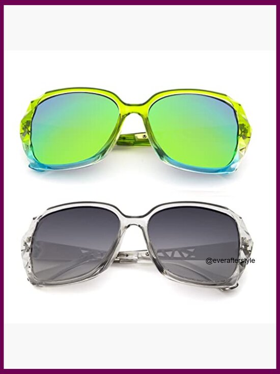 Oversized Polarized Sunglasses with Metal Alloy Legs and Crystal Decorations main image 7